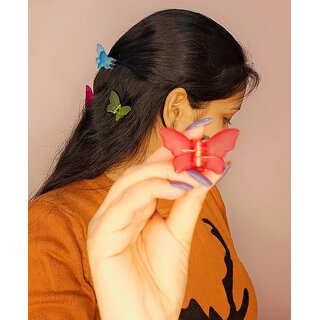 Mini Butterfly Hair Clature for Women  Girls Multi Color, Pack of 6