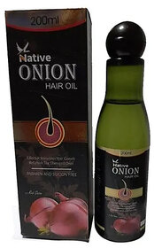 Native onion hair oil stimulates hair growth refurbish the damaged ones (Pack of 1 pcs.) 200 ml each