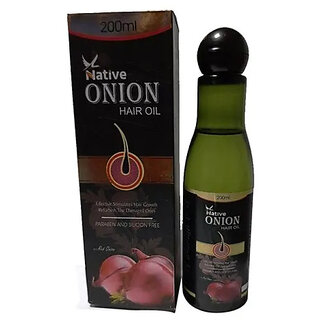 Native onion hair oil stimulates hair growth refurbish the damaged ones (Pack of 1 pcs.) 200 ml each
