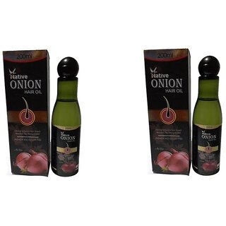 Native onion hair oil stimulates hair growth refurbish the damaged ones (Pack of 2 pcs.) 200 ml each