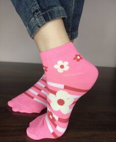 Cotton Ankle Socks for Women  Girls, Multi Color, Striped, Free Size, Pack of 4