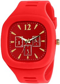 Red Dial Analog Silicon Strap Addi Stylish Designer Analog Watch - For Boys