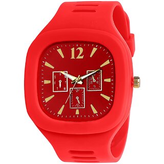 Red Dial Analog Silicon Strap Addi Stylish Designer Analog Watch - For Boys