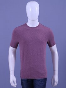 MEN'S BURGANDY MELANGE LYCRA CREW NECK T-SHIRTS