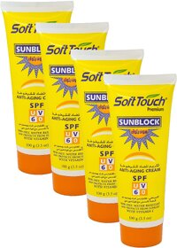 Soft Touch Sunblock Anti Aging SPF UV60 Cream - 100g (Pack Of 4)