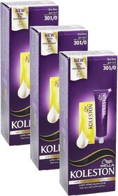 Wella Koleston Blue Black 301/0 Hair Colour - Pack Of 3 (110ml)