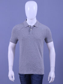 Men's Grey Melange Enzyme Finish Solid Polo T-Shirt