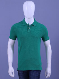 Red Line Mens Green Solid 100% Cotton Polo Collar T-Shirt