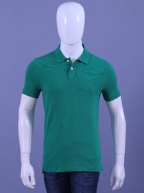 Red Line Mens Green Solid 100% Cotton Polo Collar T-Shirt