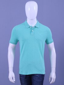 Red Line Mens Green Solid 100% Cotton Polo Collar T-Shirt