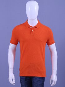 Red Line Mens Orange Solid 100% Cotton Polo Collar T-Shirt