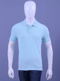 Red Line Mens Light Blue Solid 100% Cotton Polo Collar T-Shirt