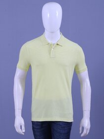 Red Line Mens Yellow Solid 100% Cotton Polo Collar T-Shirt