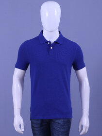 Red Line Mens Blue Solid 100% Cotton Polo Collar T-Shirt