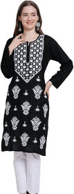 Women Chikan Embroidery Straight Kurta