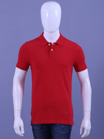 Red Line Mens Red Solid 100% Cotton Polo Collar T-Shirt