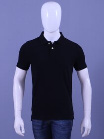 Red Line Mens Black Solid 100% Cotton Polo Collar T-Shirt