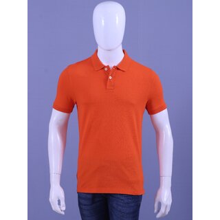Red Line Mens Orange Solid 100% Cotton Polo Collar T-Shirt