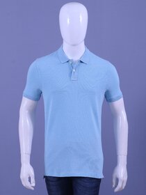 Red Line Mens Sky Blue Solid 100% Cotton Polo Collar T-Shirt