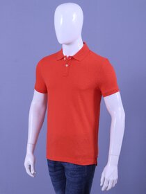 Red Line Mens Orange Solid 100% Cotton Polo Collar T-Shirt