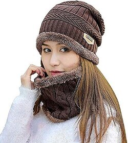 Eastern Club Women Brown Woolen Winter Cap (Pack of 2)