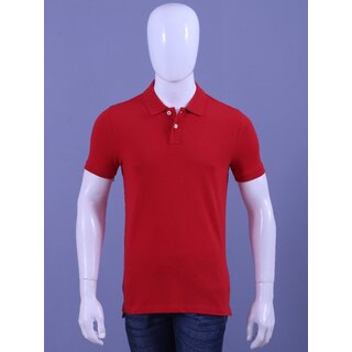 Red Line Mens Red Solid 100% Cotton Polo Collar T-Shirt