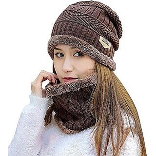 Eastern Club Women Brown Woolen Winter Cap (Pack of 2)