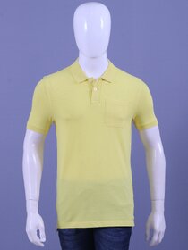Redline Mens Yellow Solid 100% Cotton Polo Collar T-Shirt