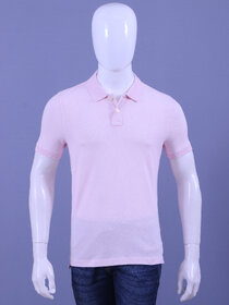 Men's Lt.Pink Enzyme Finish Solid Polo T-Shirt