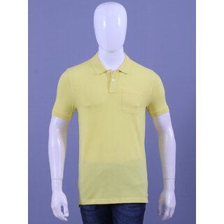 Redline Mens Yellow Solid 100% Cotton Polo Collar T-Shirt