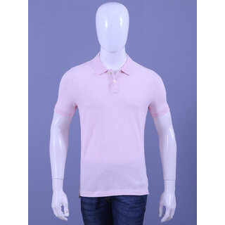 Men's Lt.Pink Enzyme Finish Solid Polo T-Shirt
