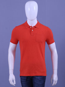 Redline Mens Red Solid 100% Cotton Polo Collar T-Shirt