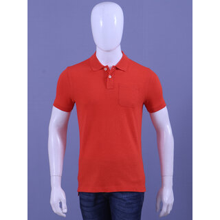 Redline Mens Red Solid 100% Cotton Polo Collar T-Shirt