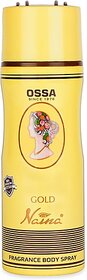 OSSA Gold Naina Unisex Body Spray With Musky And Ambery Notes  Long Lasting (200 ml)
