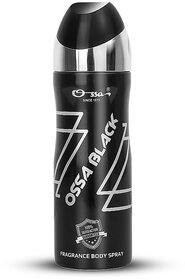 OSSA Black Mens Body Spray With Ambery And Citrusy Notes  Long Lasting (200 ml)