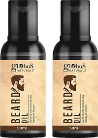 Globus Naturals Beard Oil, Enriched With Amla Reetha Erand & Sesame Oil, Natural Ingredients, Safe & Effective, Suitable For All Hair & Skin Types, 50 ml, Set of 2