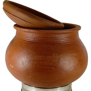 Pongal Pot Clay with Lid, Medium, 4 Liters Capacity, 1 Qty.