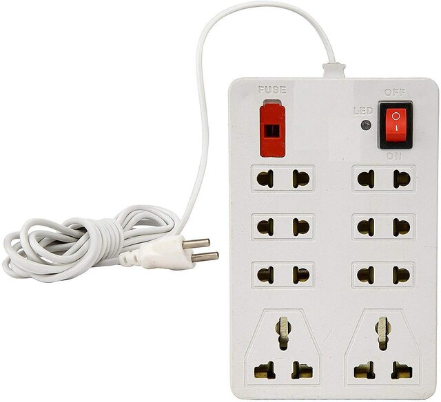 Buy Multi Pin White Extension Board 8 Socket 1 Switches at shopclues.com