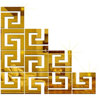 Grahak Trend 10 Wall Geometric Golden 3D Acrylic wall Sticker.