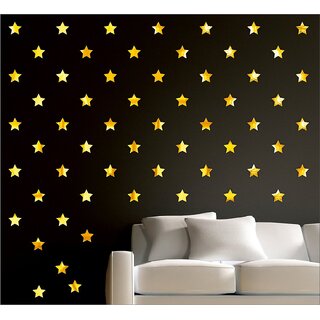 Grahak Trend 100 Star Golden 3D Acrylic Wall Sticker.