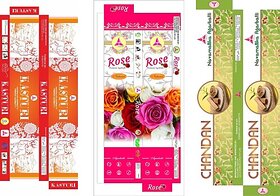 Navamallika Agarbatti Navamallika Premium 5 Combo Of Rose, Lavender, Chandan, Champa And Kasturi Multi Fragnannce (15, Set Of 10)