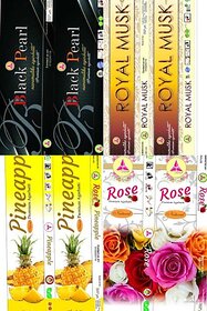 Navamallika Agarbatti Navamallika 4 In 1 Combo Royal Pearl Royal Musk, Rose, Pineapple, Black Pearl (15, Set Of 8)