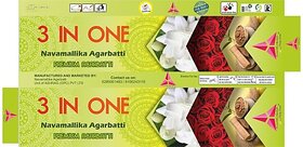 Navamallika Agarbatti 3 In 1 Multi Fragnance, Chandan, Mogra, Rose (36, Set Of 5)