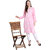 Numak Women Chikan Embroidery Straight Kurta (Pink, White)