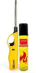 Refilable Gas Lighter For Kitchen Stove With Refill Gas Bottle Can (Color May Vary)