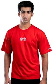 JAGTEREHO Men's Oversized Round Neck Half Sleeve Cotton T-Shirt Red