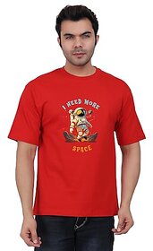 JAGTEREHO Men's Oversized Cotton T-Shirt with Half Sleeves in Fiery Black || Need More Space