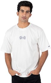 JAGTEREHO Men's Oversized Round Neck Half Sleeve Cotton T-Shirt White