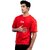JAGTEREHO Men's Oversized Round Neck Half Sleeve Cotton T-Shirt Red