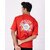 JAGTEREHO Men's Oversized Round Neck Half Sleeve Cotton T-Shirt Red
